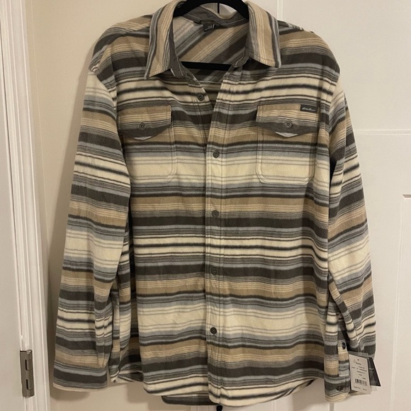 Eddie Bauer Other - Eddie Bauer Gray and Cream Striped Shirt